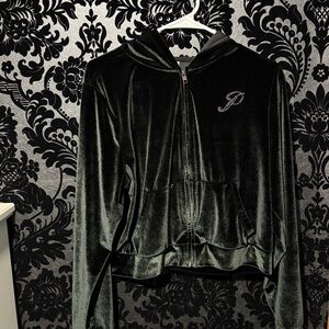 PINK Black Velour Hoodie